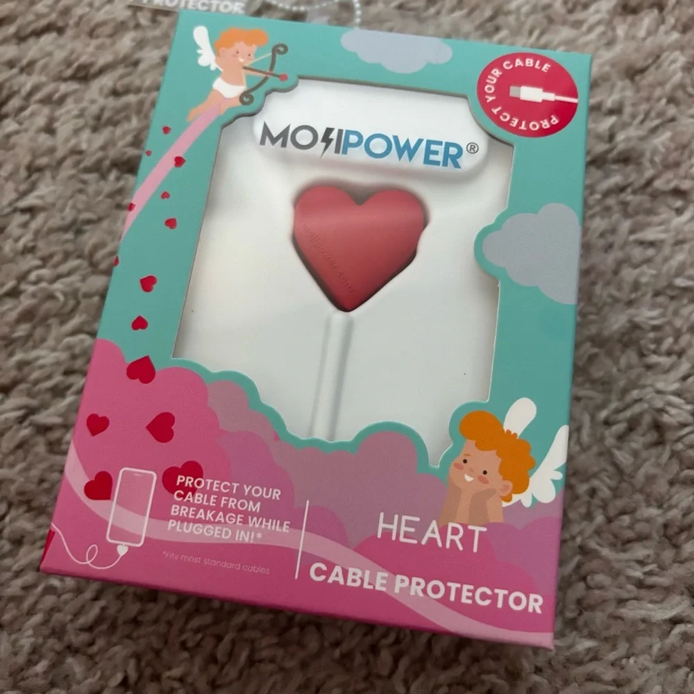 MojiPower Red Heart Cable Protector for Cell Phone Charger Iphone